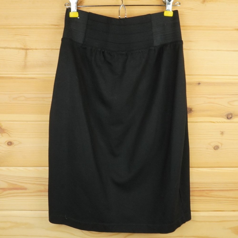 Loft Black Midi Elastic Waist Pencil Skirt Size Medium